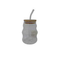 Glass Round Mug With Straw